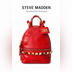 Steve Madden Red Studded Mini Backpack